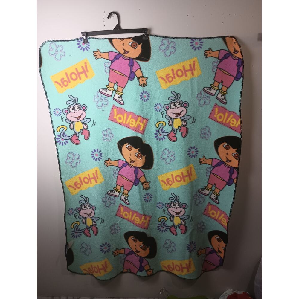 Dora the Explorer Nick Jr‎ Y2k 2002 Fleece Blanket Nostalgia Boots Throw Cozy
